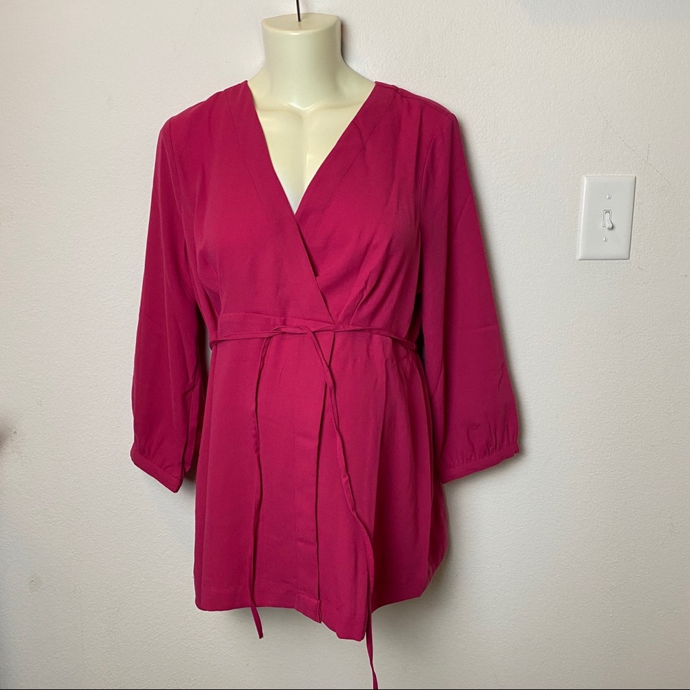 Motherhood Maternity Pink Faux-Wrap Blouse